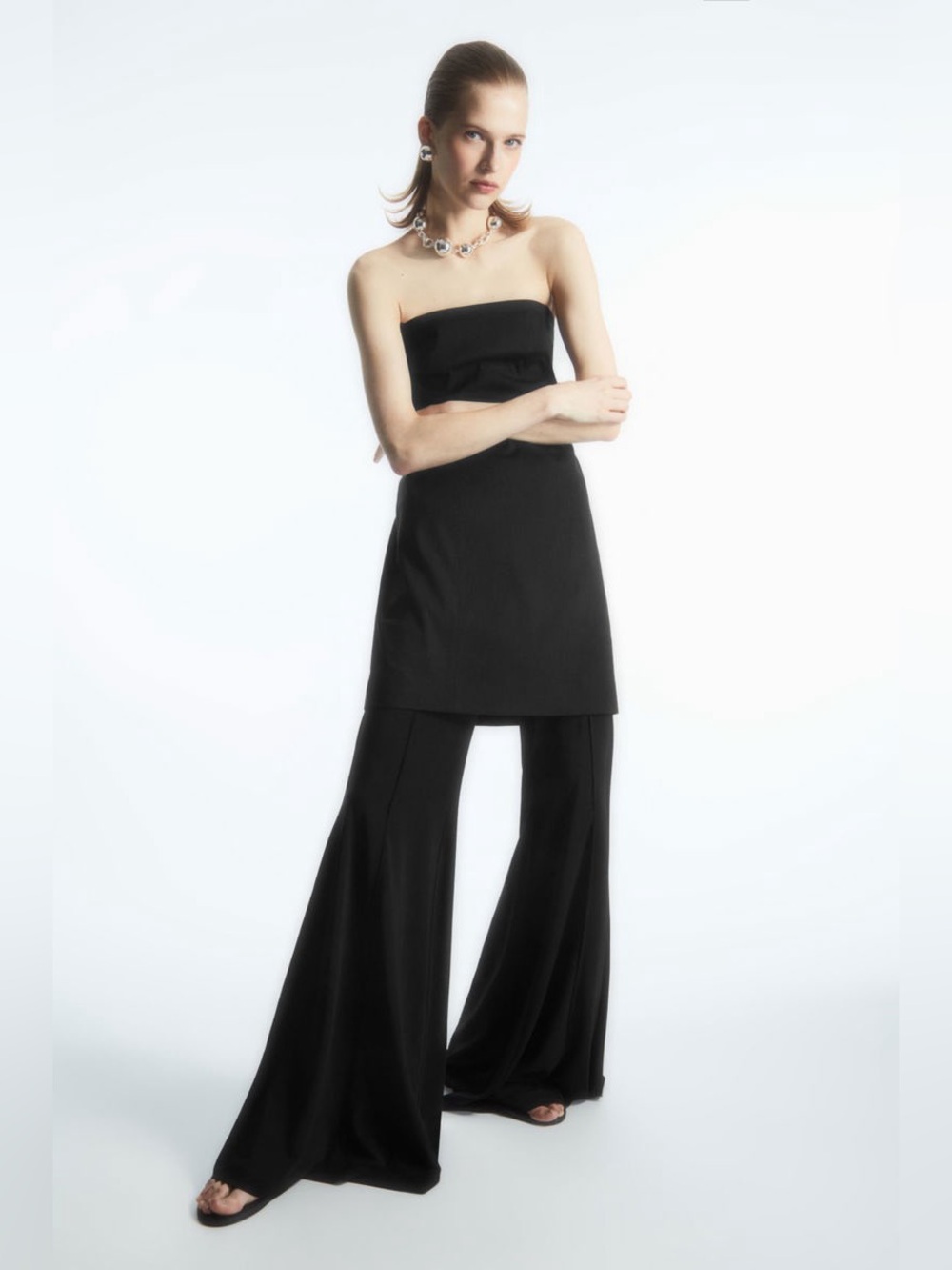 Cos Linen Blend Mini Bustier Dress